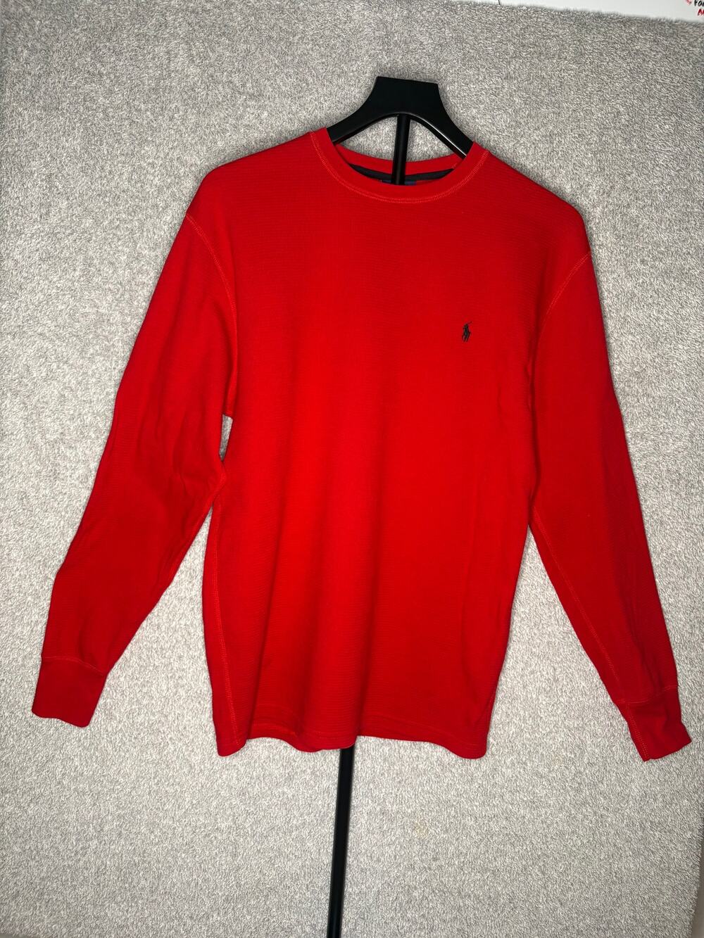 Polo Ralph Lauren Men M Red Waffle Thermal Long Sleeve Shirt